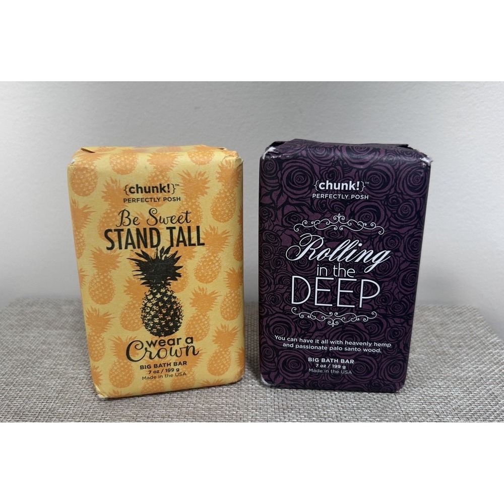 2 Perfectly Posh Big Bar Soap Chunk Crowning Glory & Rolling In The Deep Lot
